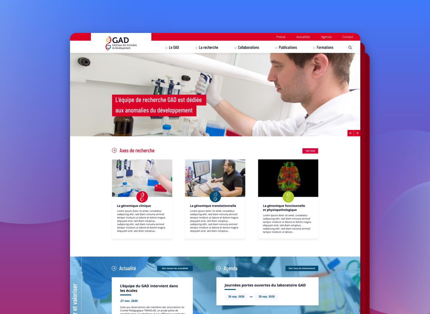 Page d'accueil du site GAD